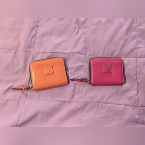 Dooney & Bourke Leather Wallet Set - Salmon & Fuschia